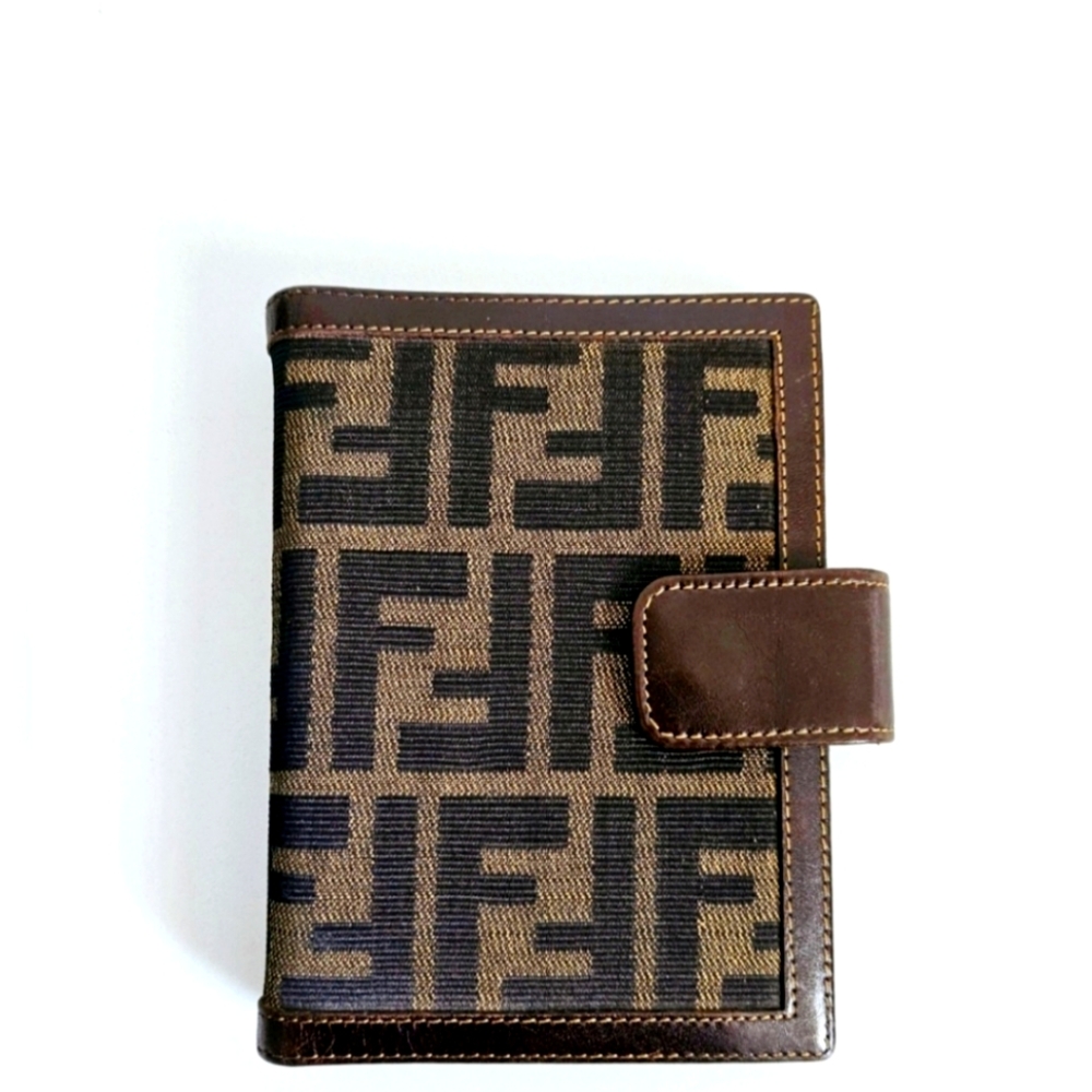 Fendi Brown Zucca Ring Agenda With Booklet